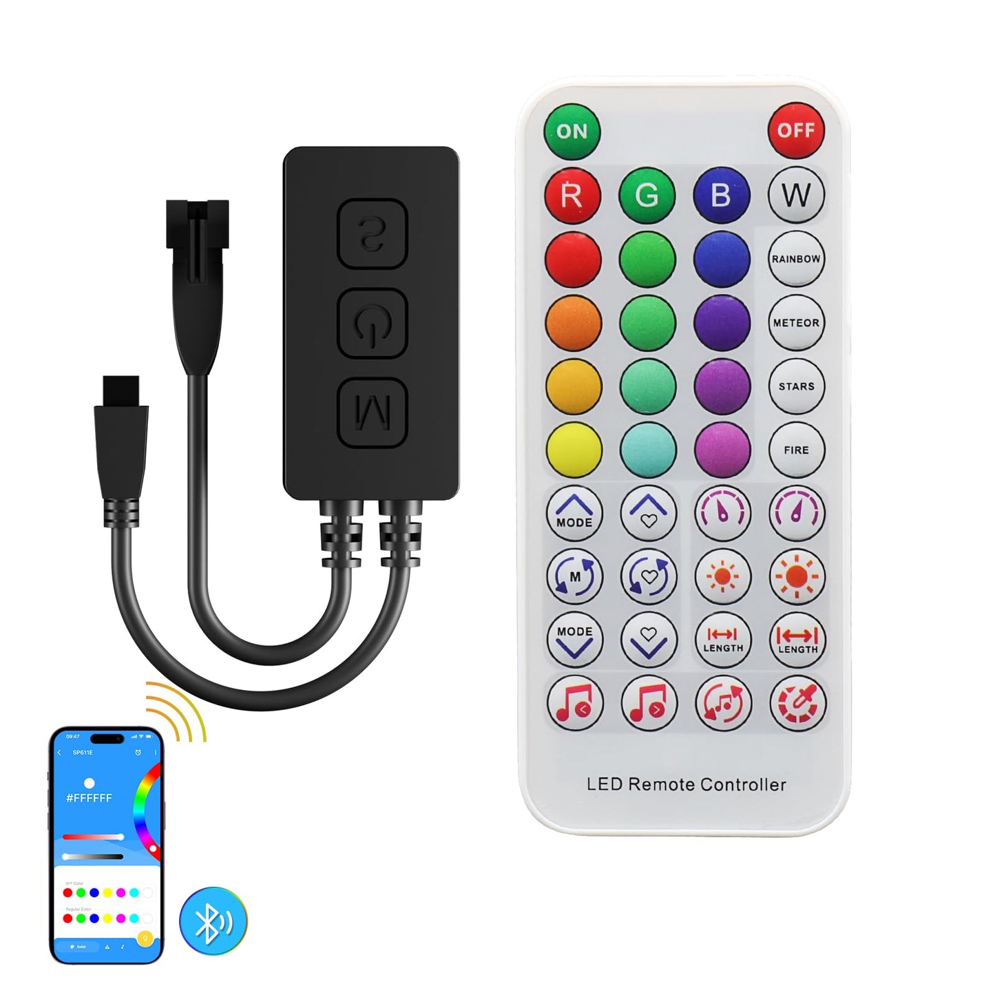 GINGSOW SP611E Bluetooth Music LED Controller for 1903B WS2812b WS2811 IC RGB Chasing Color LED Strip Addressable Sync Music Controller DC5V-24V