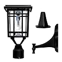 Gama Sonic Prairie Bulb Lamp Outdoor Solar Light Fixture, Pole,Pier, & Wall Mount, Solar Lights Outdoor, Black, 114B033