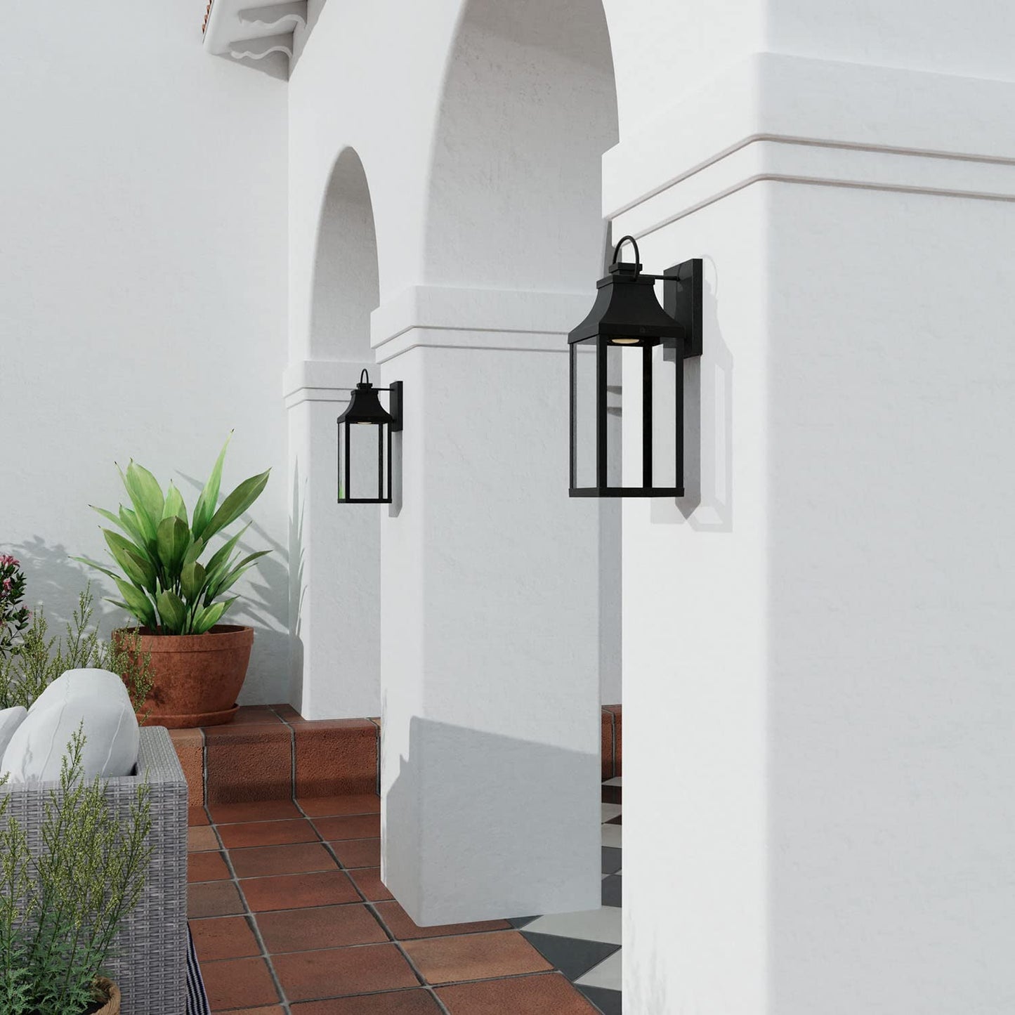 Capital Lighting 946411BK-GL Bradford Night Sky Clear Glass Rectangular Outdoor Wall Lantern, 1-Light 7 Watt, 17" H x 6" W, Black