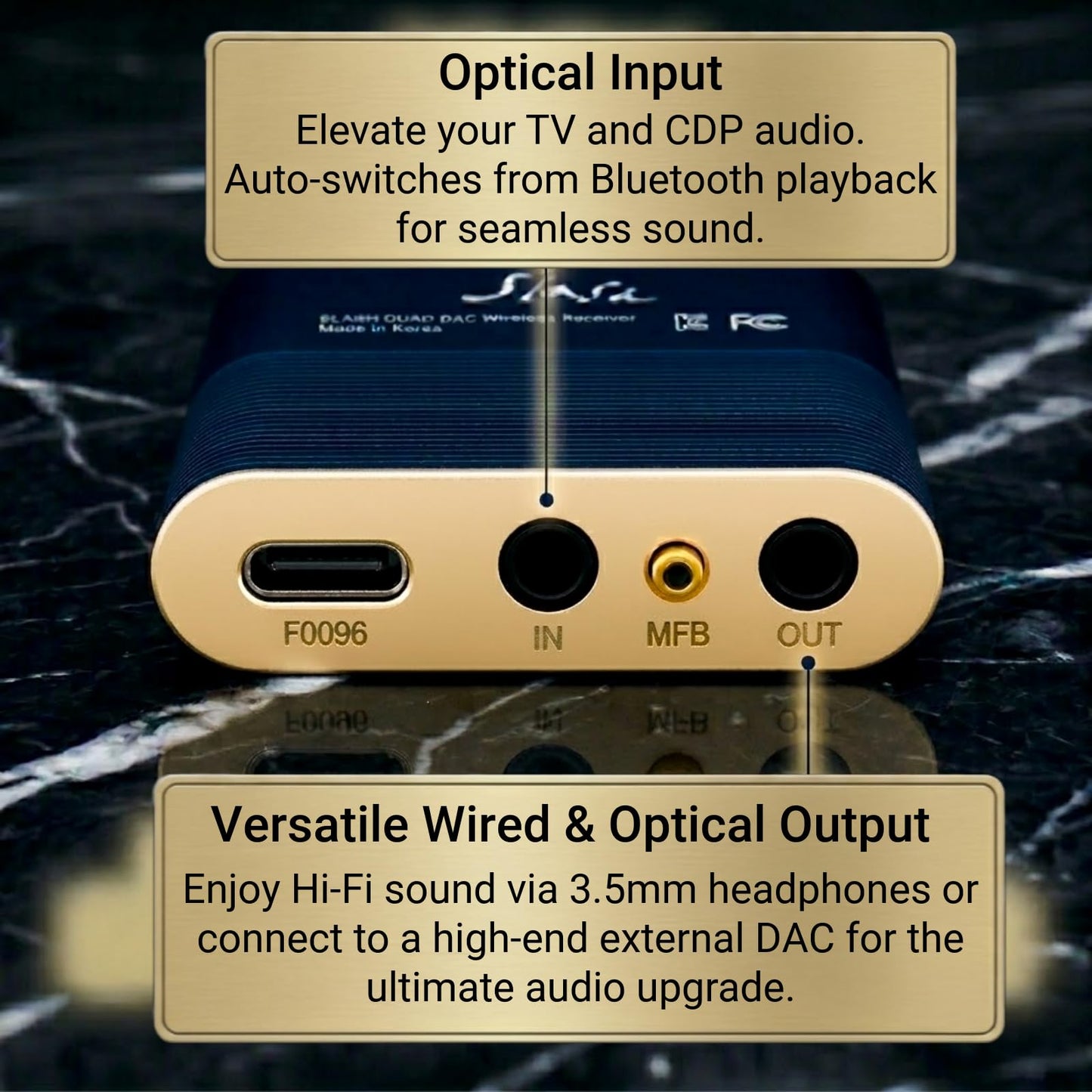 SLASH6 LDAC Hi-Res Bluetooth USB DAC Receiver, Audiophile RCA Adapter
