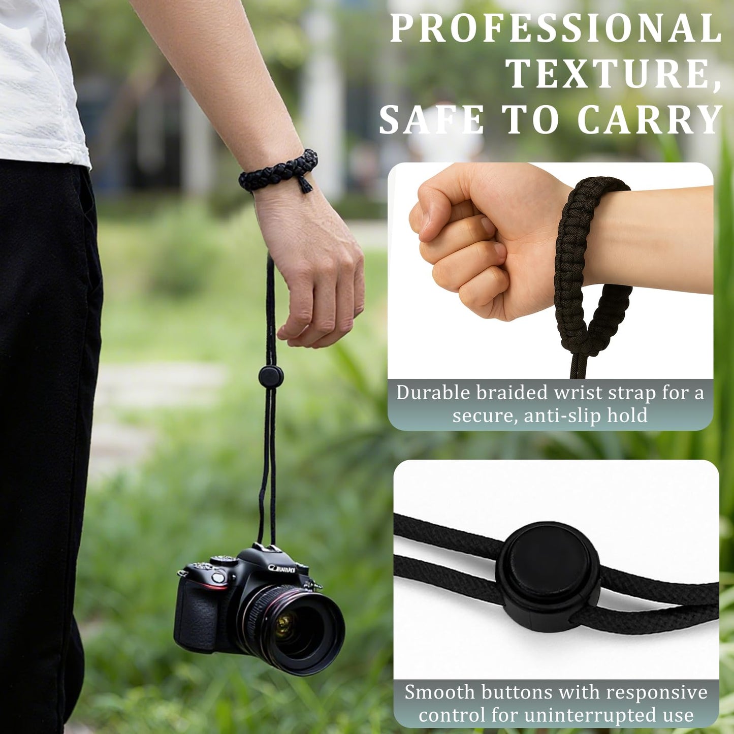 Brvlsoc Adjustable Camera Wrist Strap - Nylon Hand Wrist Lanyard with 1/4" Screw Mount for GoPro, Insta360, DSLR Cameras, Smartphone Gimbals & Selfie