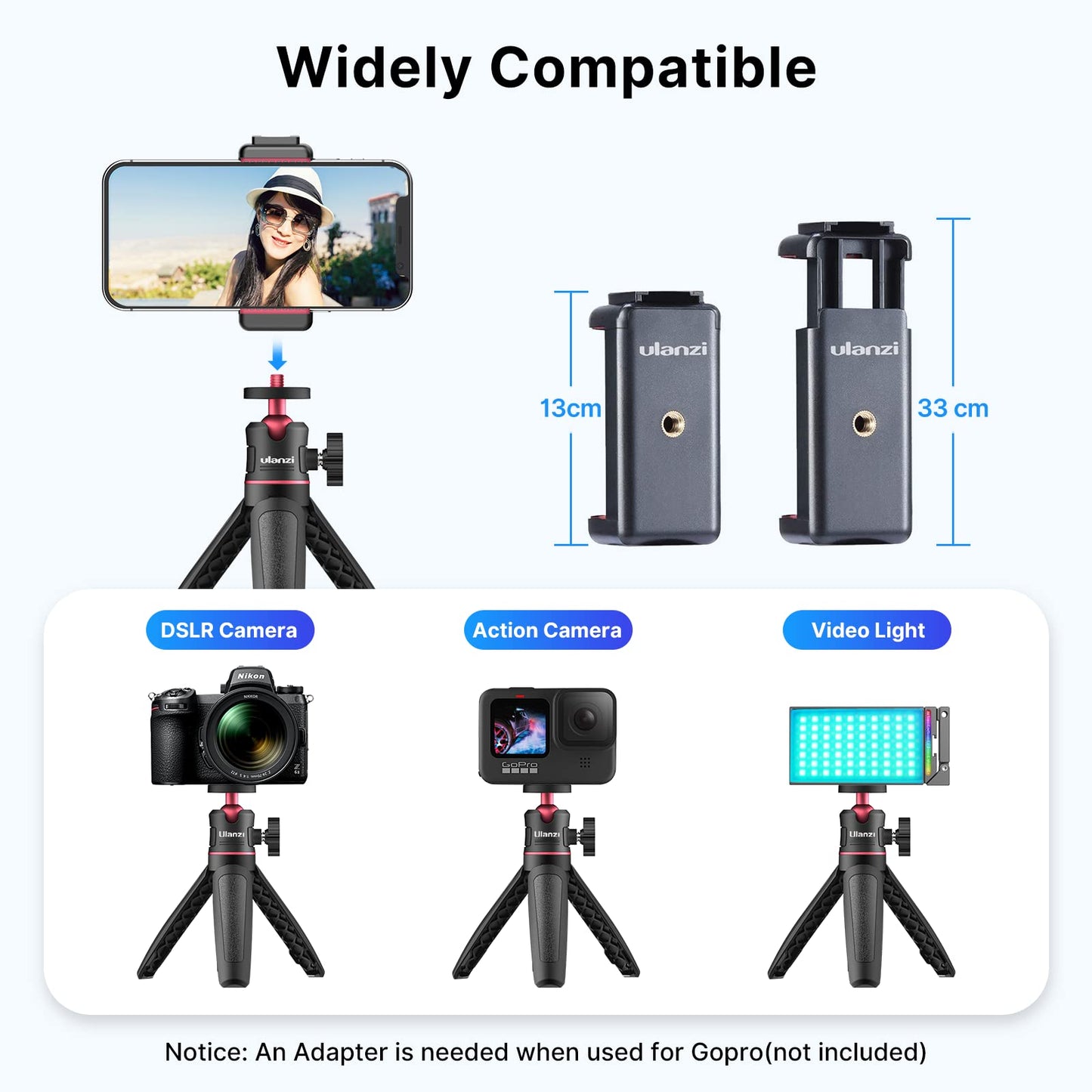 ULANZI MT-08 Extension Pole Tripod, Mini Selfie Stick Tripod Stand Handle Grip f Osmo Pocket3 Xtra Muse iPhone 17 11 Pro Max Smartphone Canon G7X Mark