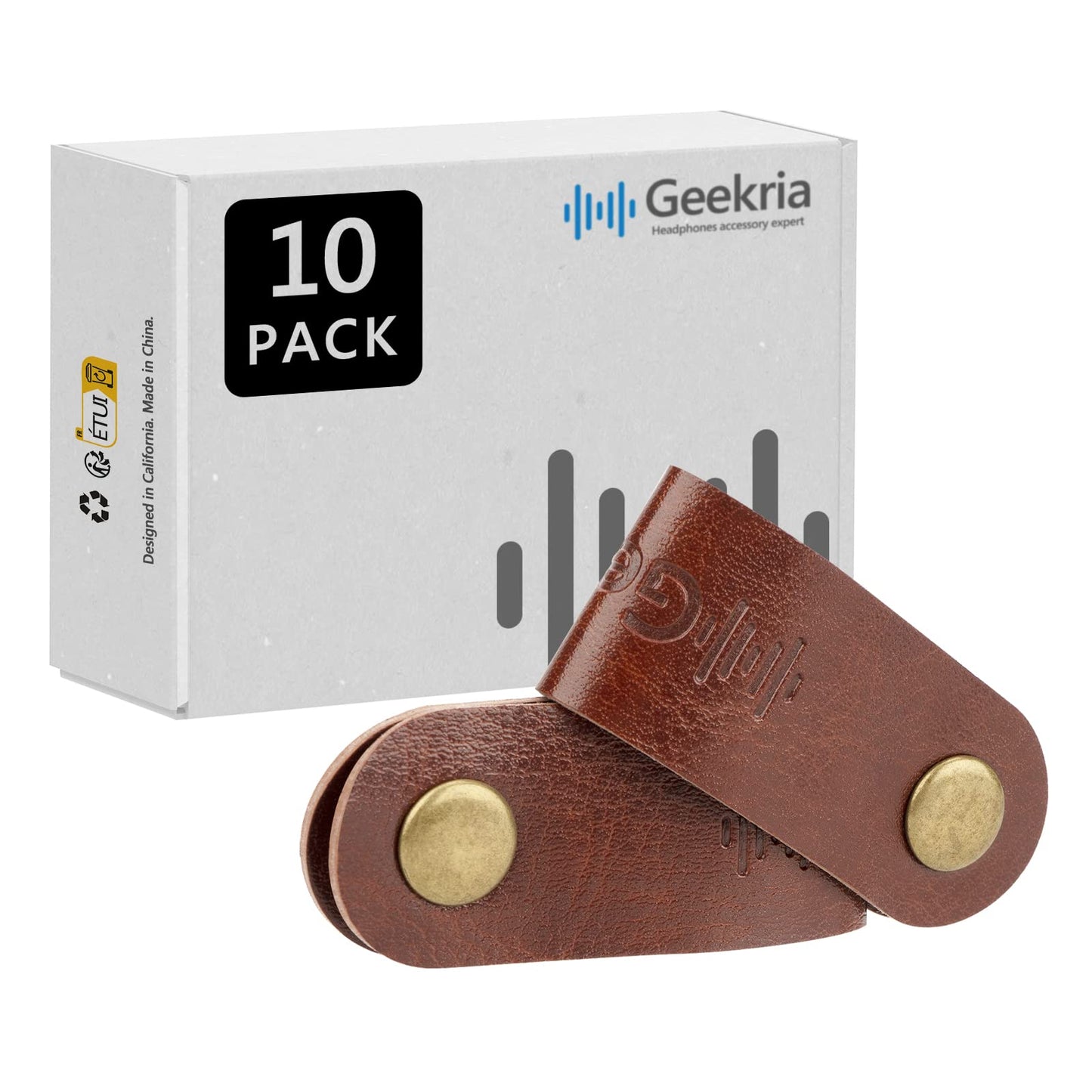 Geekria Power Organizer Earphone Winder Cable Straps, Charging Ties, USB Bandage, Headphone Clips, Holder Rustic Management System With Handmade Faux