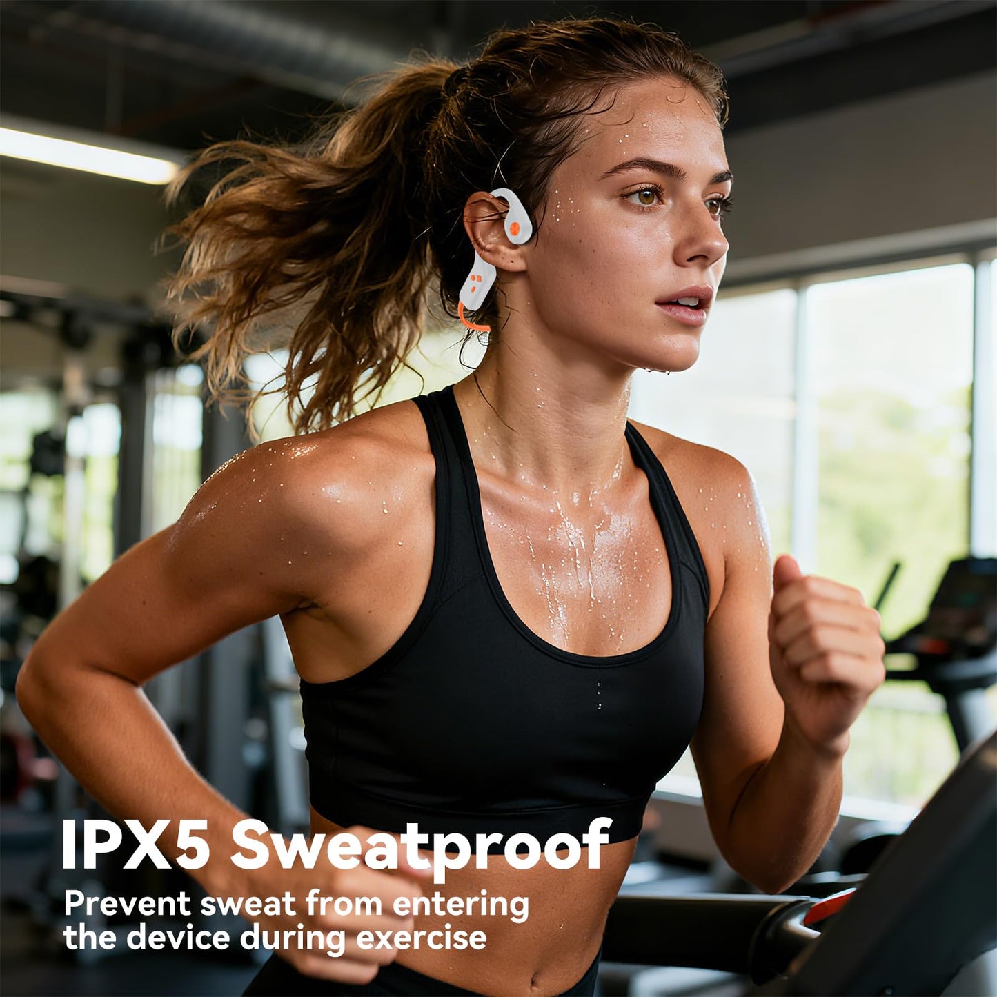 Bone Conduction Headphones, Bluetooth 6.0 Open Ear Headphones with Mic, Type-C Quick Charge, Long Battery Life, IPX5 Sweatproof, Lightweight