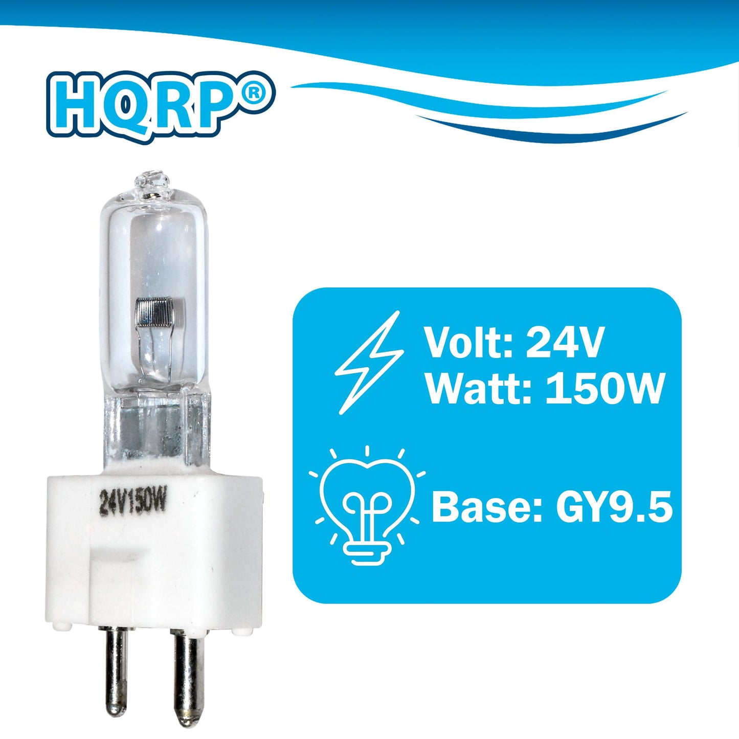 HQRP 2-Pack Halogen Bulb 24V 150W GY9.5 Compatible with Osram #64643 Replacement