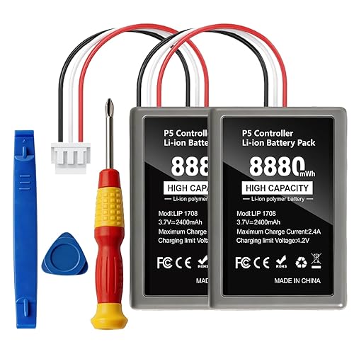 GKHERD 2-Pack 8880mWh PS5 Controller Battery Replacement High Capacity - Compatible with PS5 Original Controller, Includes Repair Tools, Rechargeable