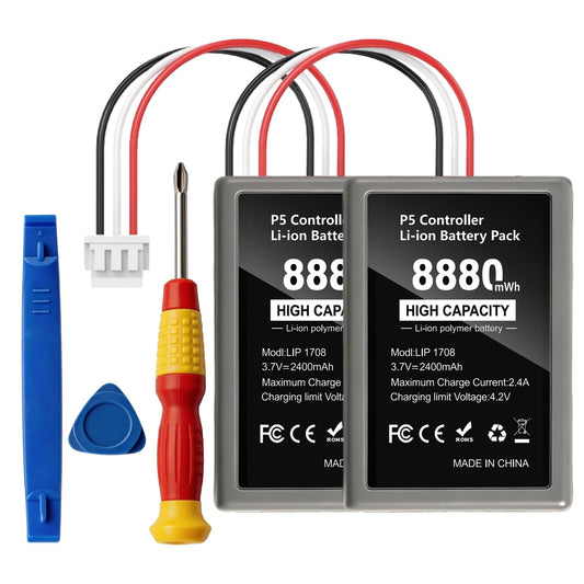 GKHERD 2-Pack 8880mWh PS5 Controller Battery Replacement High Capacity - Compatible with PS5 Original Controller, Includes Repair Tools, Rechargeable