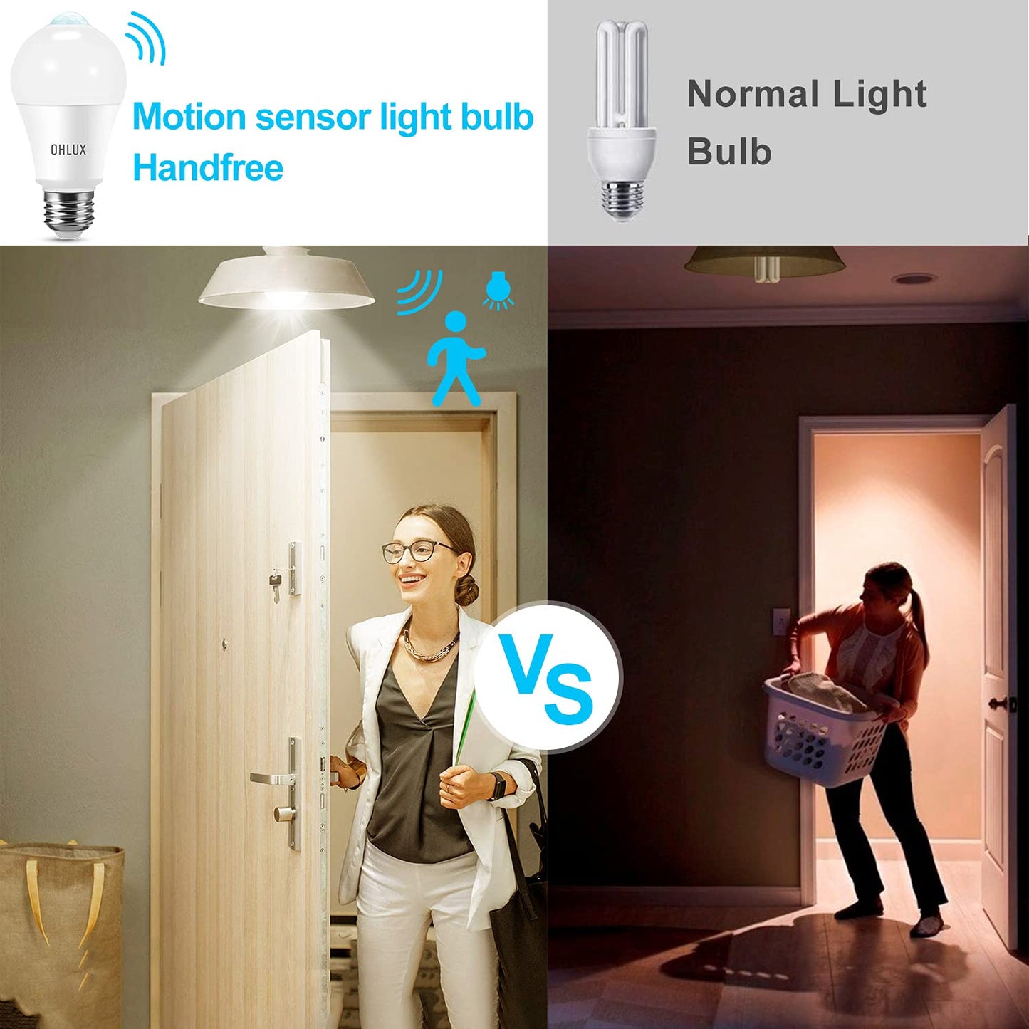 Motion Sensor LED Light Bulbs Outdoor, 13W(100W Equivalent) Dusk to Dawn Sensor Bulb PIR Infrared Motion Activated 5000K E26 A19 Auto On Security Bulb
