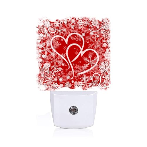 FSHVQKD Red Sweet Hearts Night Light,Plug Into Wall with Dusk to Dawn Light Sensors, Warm Nightlights for Bedroom, Bathroom, Hallway, Kitchen, Gifts