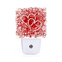 FSHVQKD Red Sweet Hearts Night Light,Plug Into Wall with Dusk to Dawn Light Sensors, Warm Nightlights for Bedroom, Bathroom, Hallway, Kitchen, Gifts