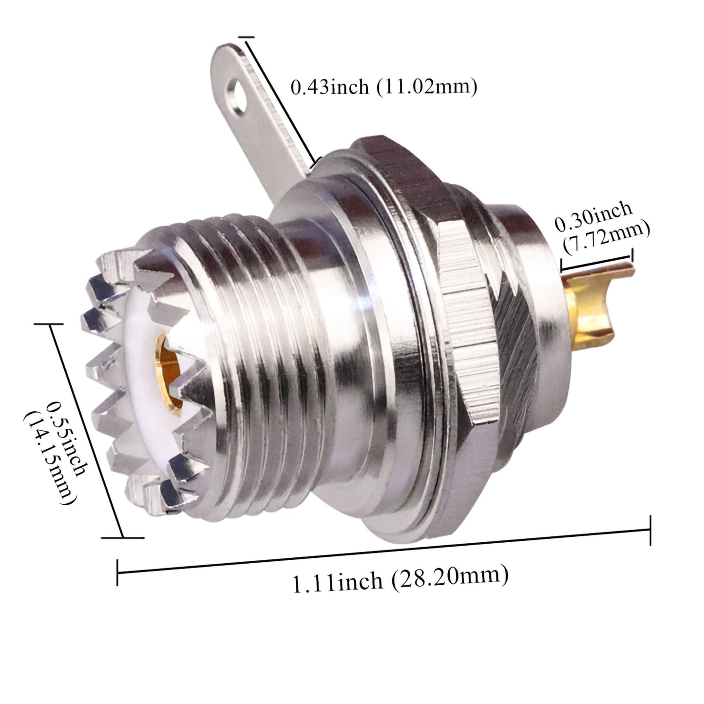 TUOLNK 2PCS UHF SO239 Bulkhead Female Coax Connector, PL259 Panel Chassis Mount Flange Solder Cup Coaxial Connector Coax Antenna Adapter for Coaxial