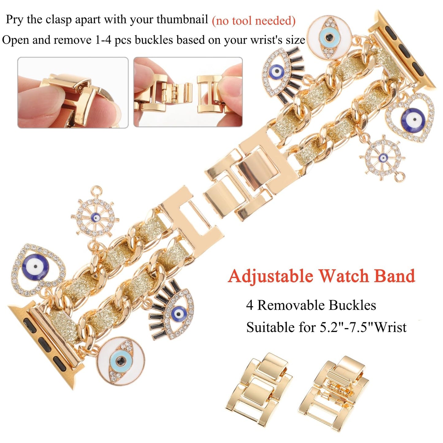 REALSIGN Women's Zinc Watch Band, Compatible with Apple Watch 38mm-41mm, Gold, Adjustable