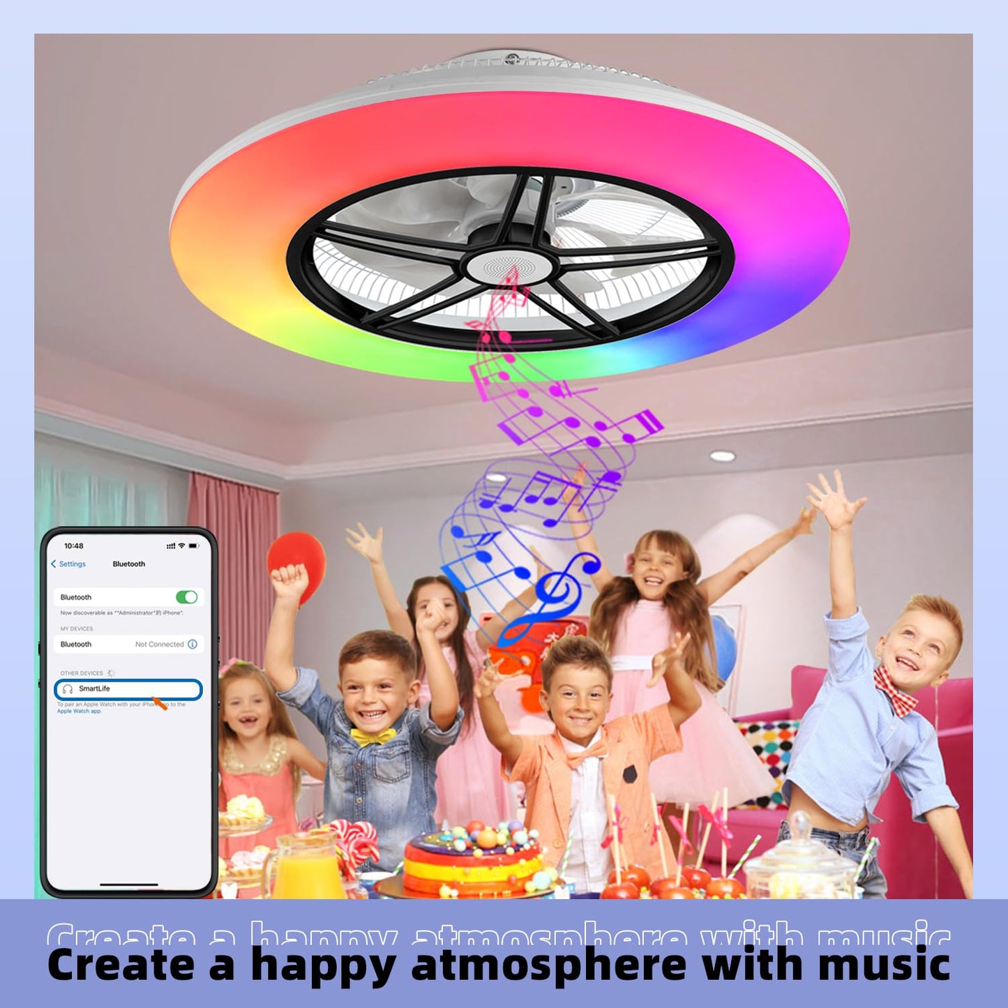 BAYSQUIRREL Alexa WiFi Low Profile Ceiling Fan with Light Flush Mount Enclosed Ceiling Fan LED Dimmable Bladeless Ceiling Fans with Google