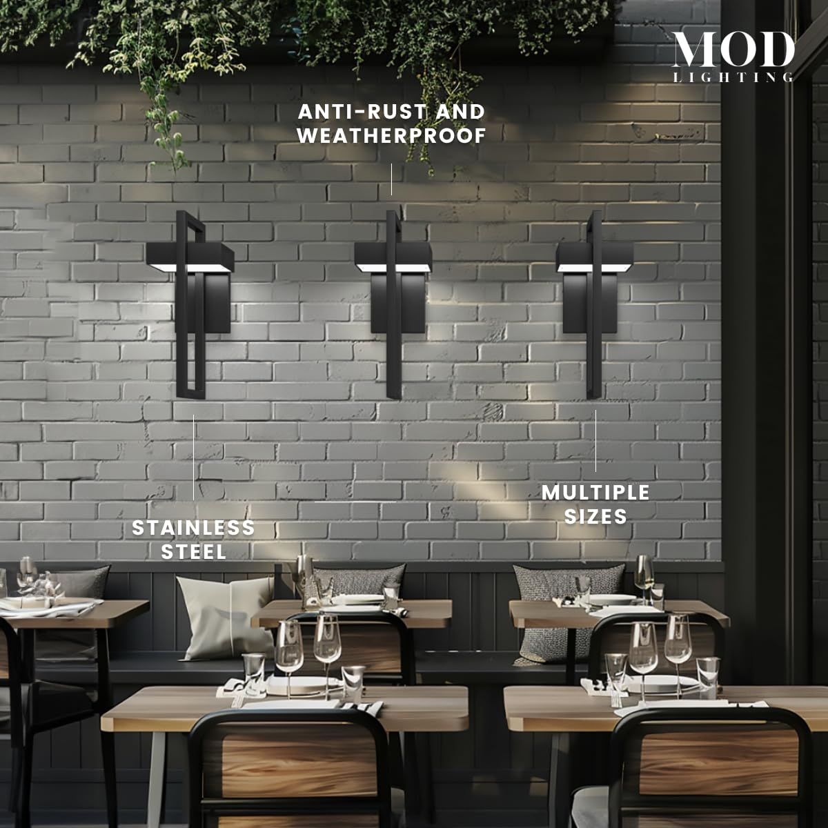 MOD LIGHTING Terri Wired LED Outdoor Sconce Lights (1-Pack), 14" Water Resistant Outdoor Wall Lights, 3000K Warm White Exterior Sconces for Patio
