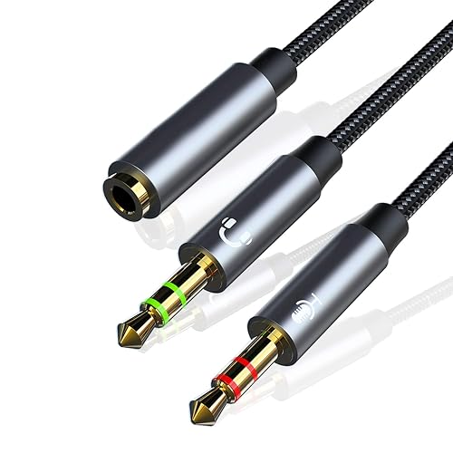 PC Splitter Cable Replacement for HyperX Cloud II, Alpha, Stinger, Core, Astro A10 A40, Turtle Beach Recon 70, SteelSeries, Sennheiser Game Headphone