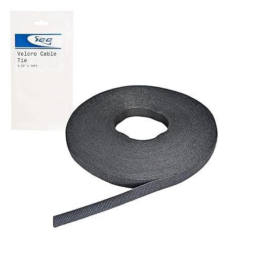 ICC Velcro® Brand ONE-WRAP® Tie Cable Tie Tape - 0.75” x 75 Feet Per Roll, Reusable Hook and Loop Fastening Tape for Efficient Cable Management
