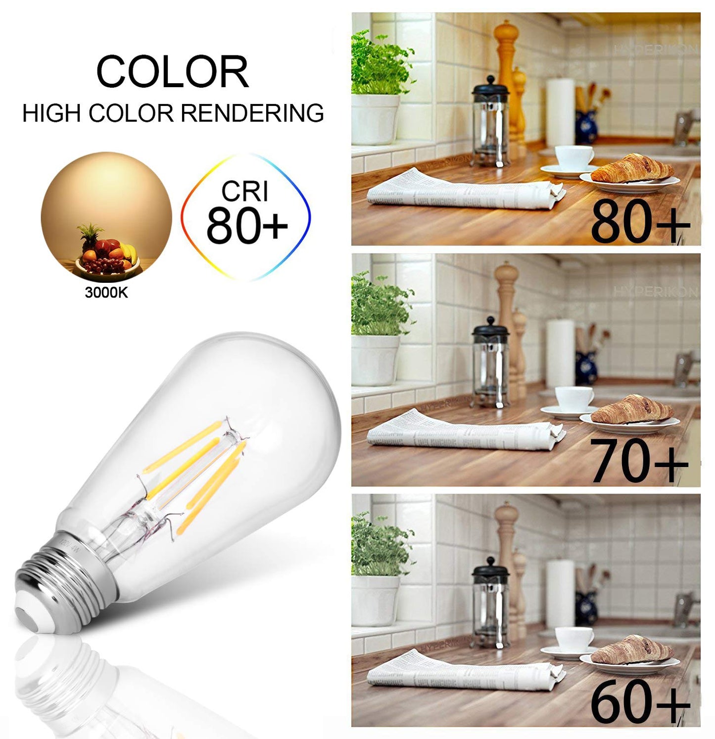 liveMAX Vintage Edison LED Bulb,Antique 40W Vintage Edison Bulb,E26 Light Bulb Led Bulb 400 Lumens Natural White 4000K,Pack of 6(Non Dimmable)