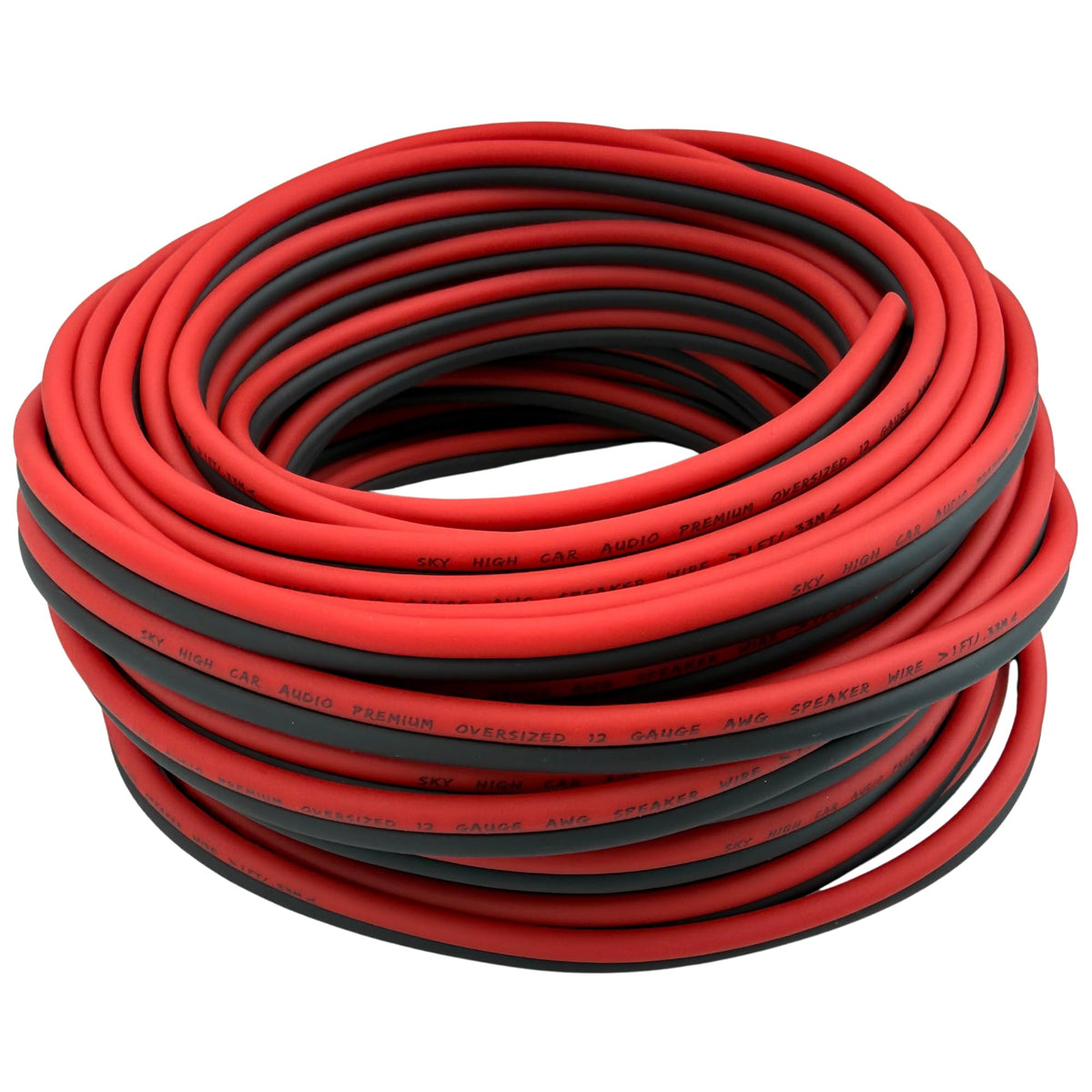 Sky High Car Audio 12 Gauge CCA Speaker Wire 100FT, Oversized Red/Black Car Audio Speaker Cable for Amplifier, Subwoofer & Audio Systems