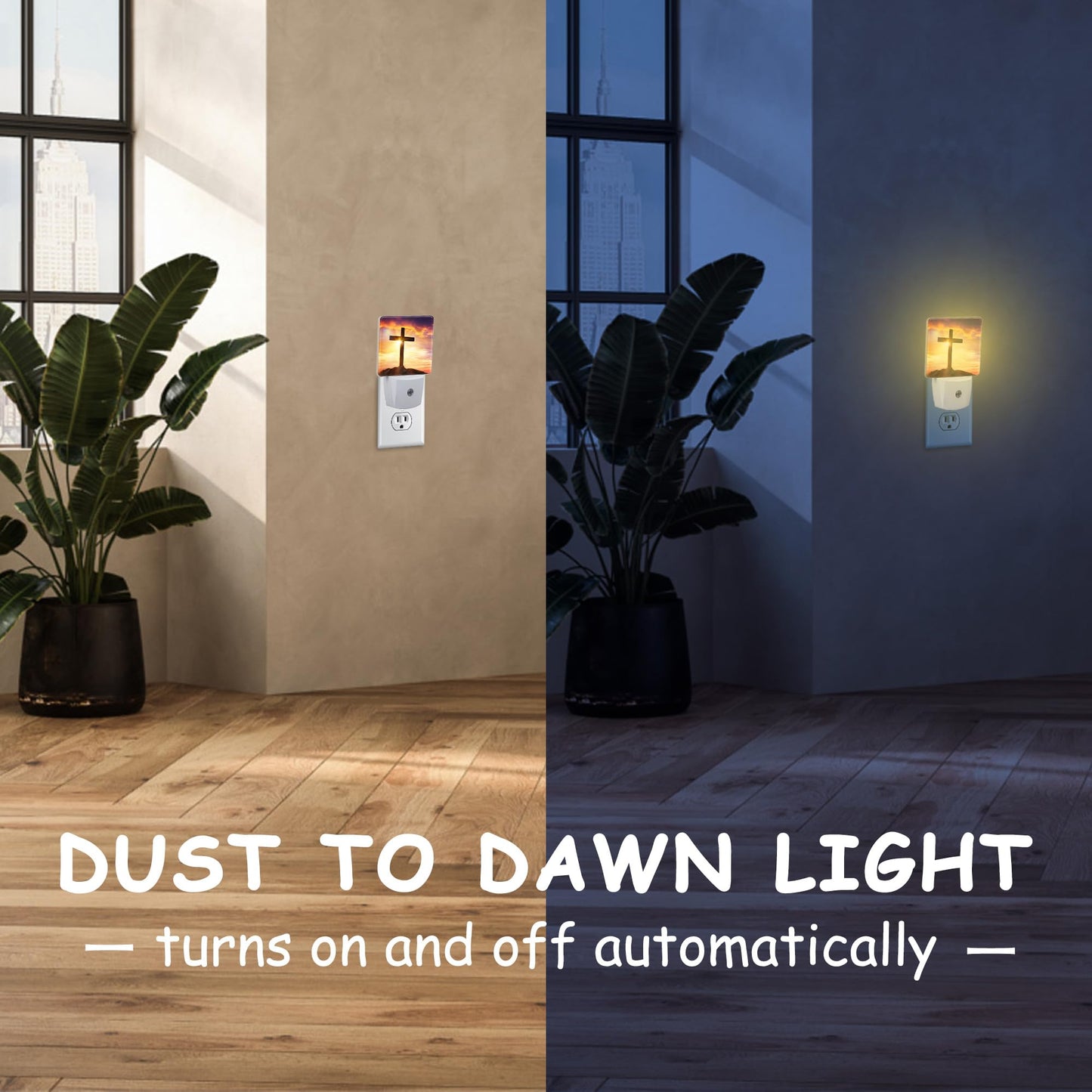 Neidius Christ Cross at Sunset Night Light for Kids Girls Boys,Crucifixion of Jesus LED Night Light Plug into Wall with Dusk to Dawn Sensor for Room