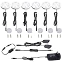 AIBOO Under Cabinet LED Puck Lights Kit with Touching Switch Dimmable for Kitchen Cupboard Closet Lighting (6 Lights,Daylight White)