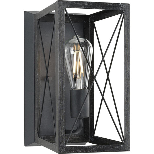 Progress Lighting 1-Light Farmhouse Wall Sconce Light Cerused Black Oak, Briarwood Collection, Indoor, P710012-031, Textured Black