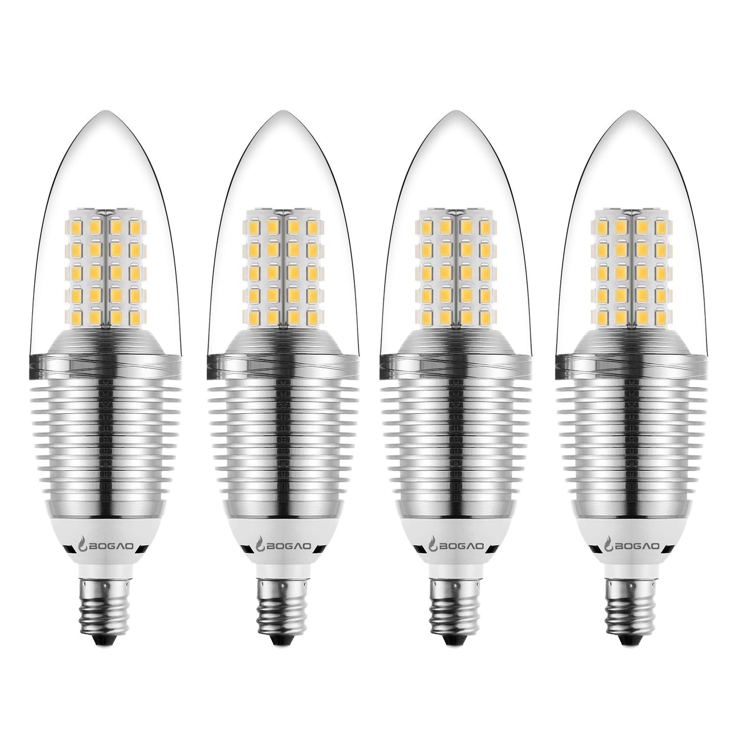 Bogao (4 Pack) LED Candelabra Bulb, 12W Warm White 3000K LED Candle Bulbs, 85-100 Watt Light Bulbs Equivalent, E12 Candelabra Base,1200 Lumens LED