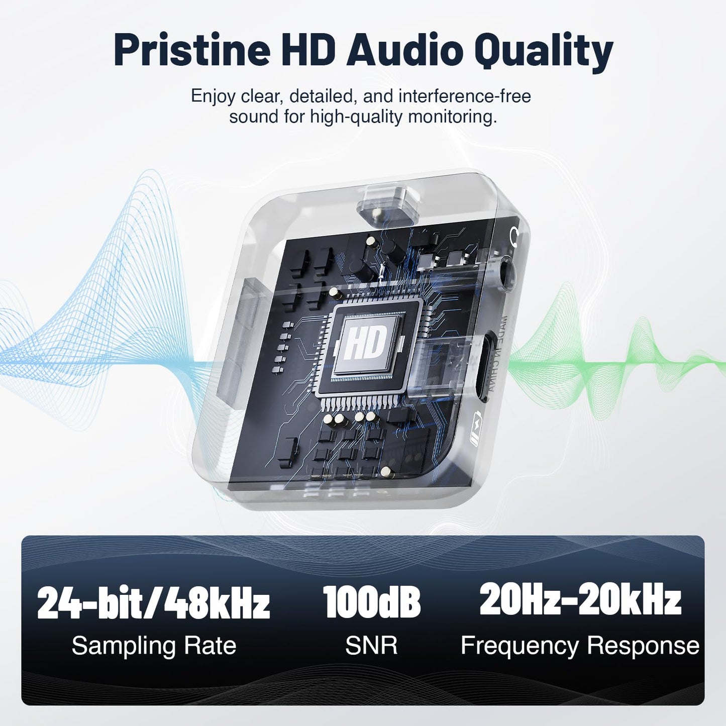 MELONARE PM-2S Portable Wireless in Ear Monitor System, Mono/Stereo Switch, Wireless Audio Transmitter and Receiver, 24bit/48kHz Audio, OTG Input, IEM