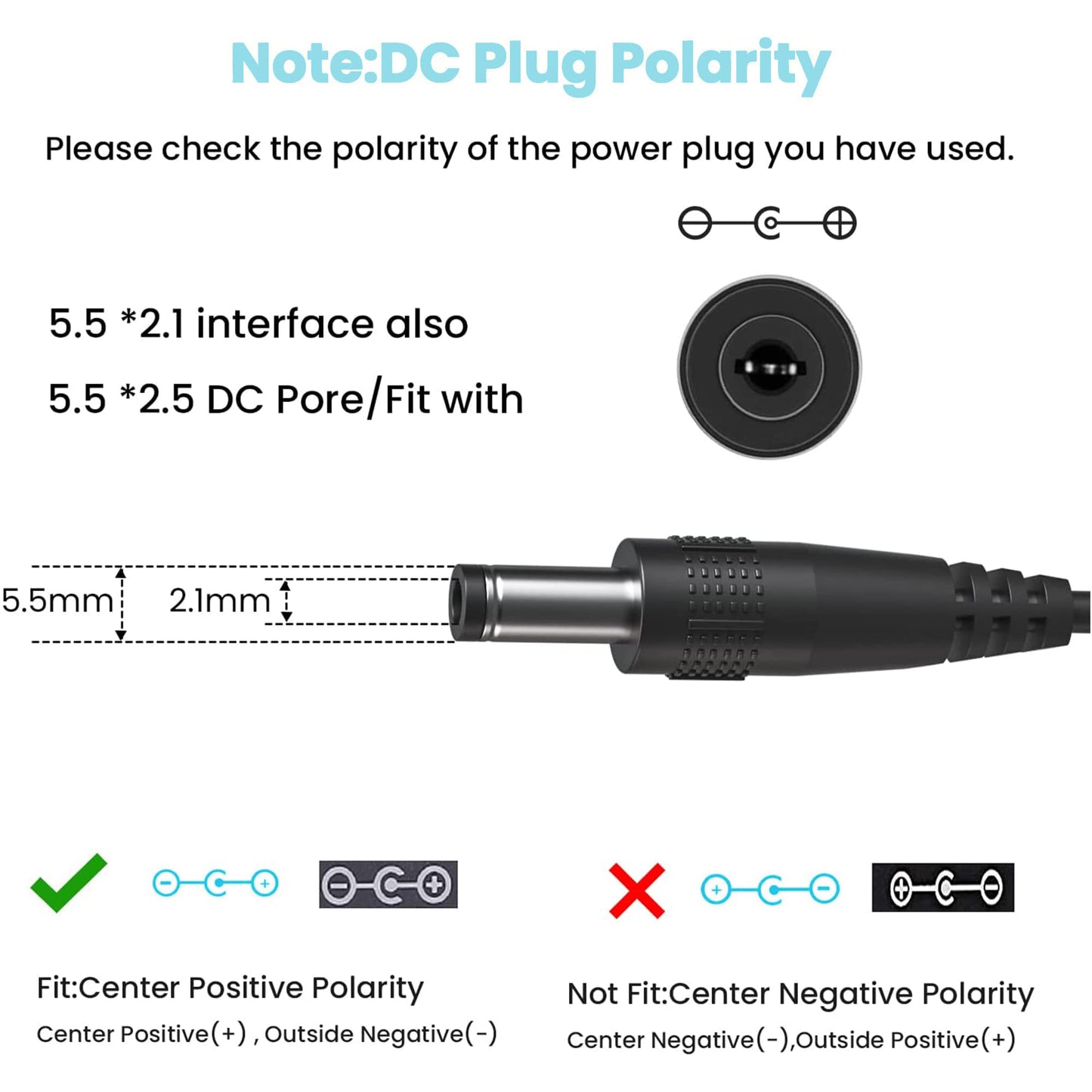 SLLEA 18V 1A AC/DC Adapter Power Supply Cord Cable Charger with OD: 5.5mm x ID: 2.1mm Barrel Round Plug Tip 18.0V Series 18VDC 1000mA Fits 800mA…