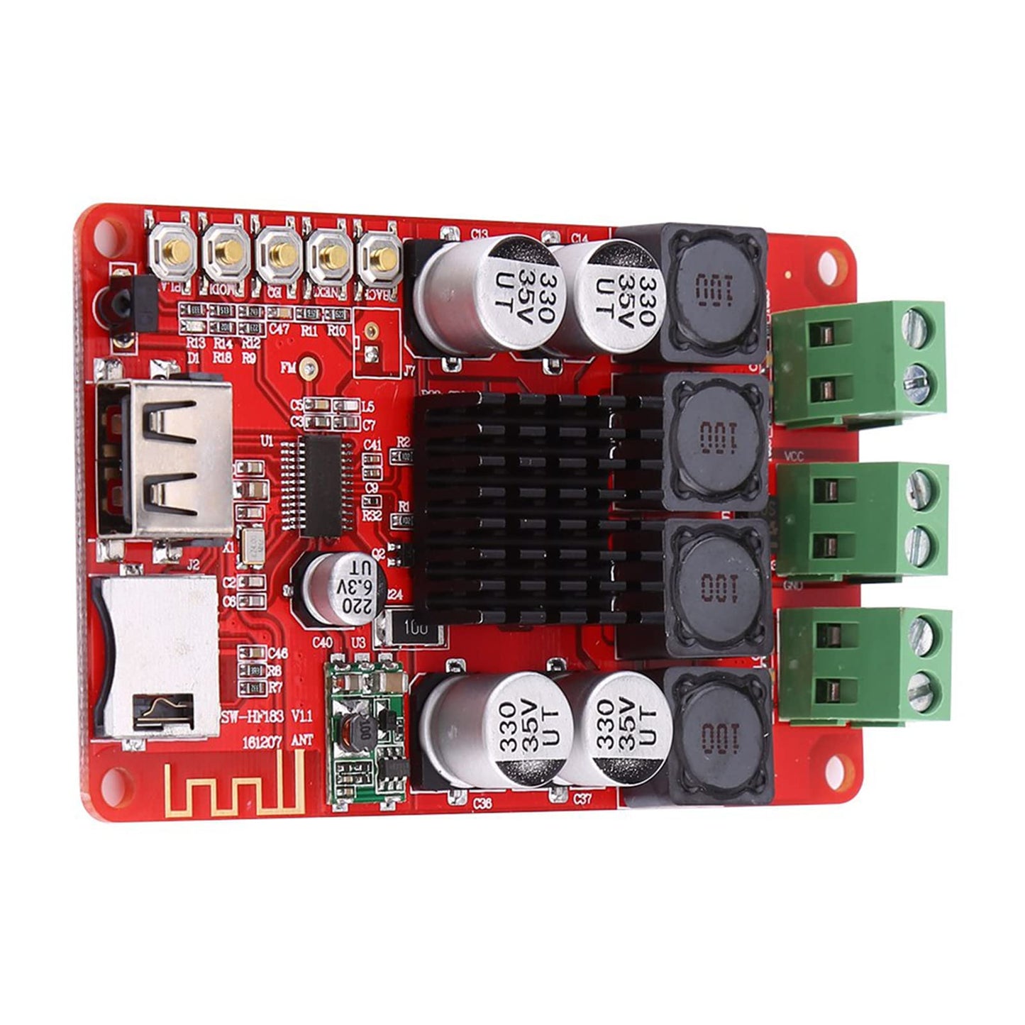 Audio Power Bluetooth Amplifier Board 50W+50W DC 8-26V Portable Stereo Audio Receiver Amplifier TF Card Decoder with Remote Control WAV MP3 WMA