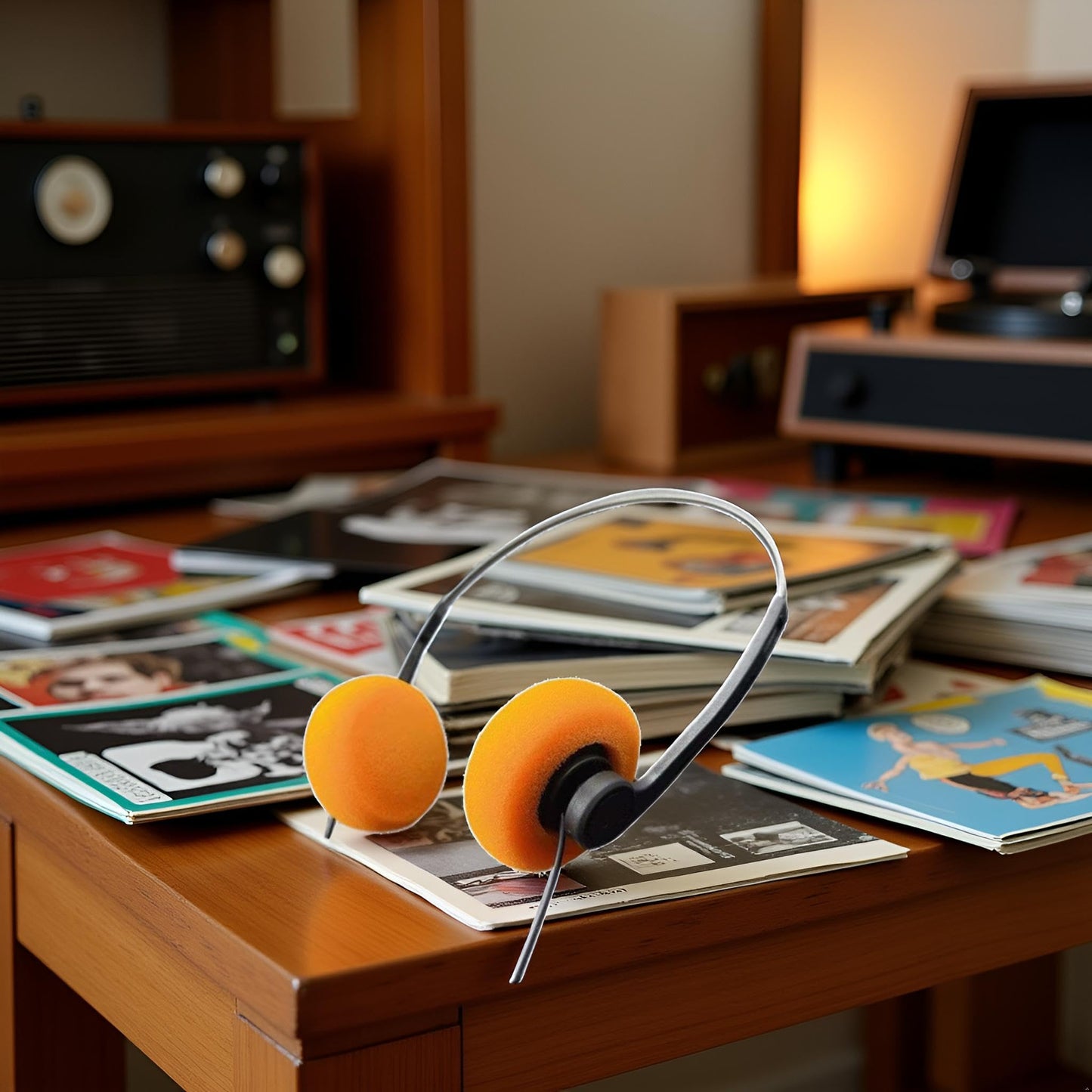 Calsgkspray Orange Retro Over-Ear Headphone,Vintage Feelings Underwire Headphone,Retro Lightweight Earphones,Hi-Fi Stereo Earphone Headset…