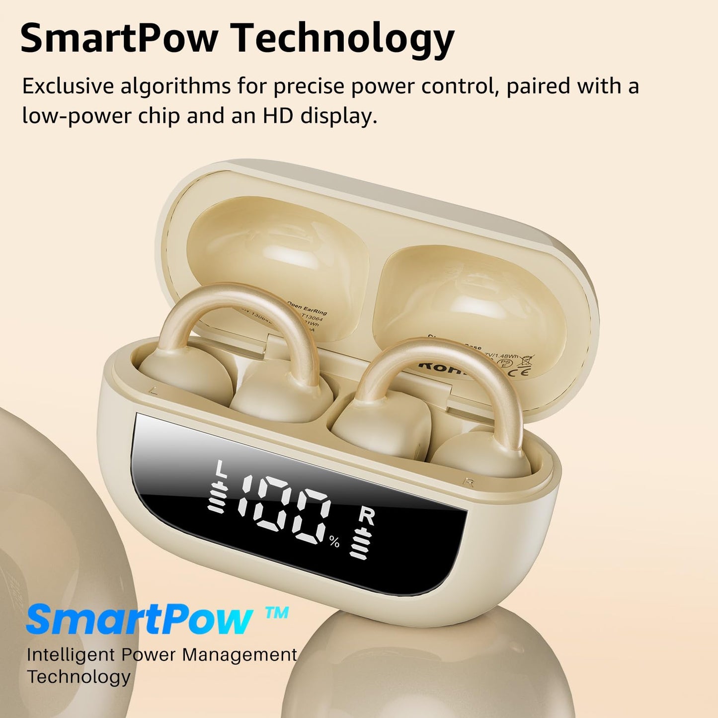 TOZO OpenEarRing Open Ear Earbuds 40H Bluetooth 5.4 Lightweight Comfort