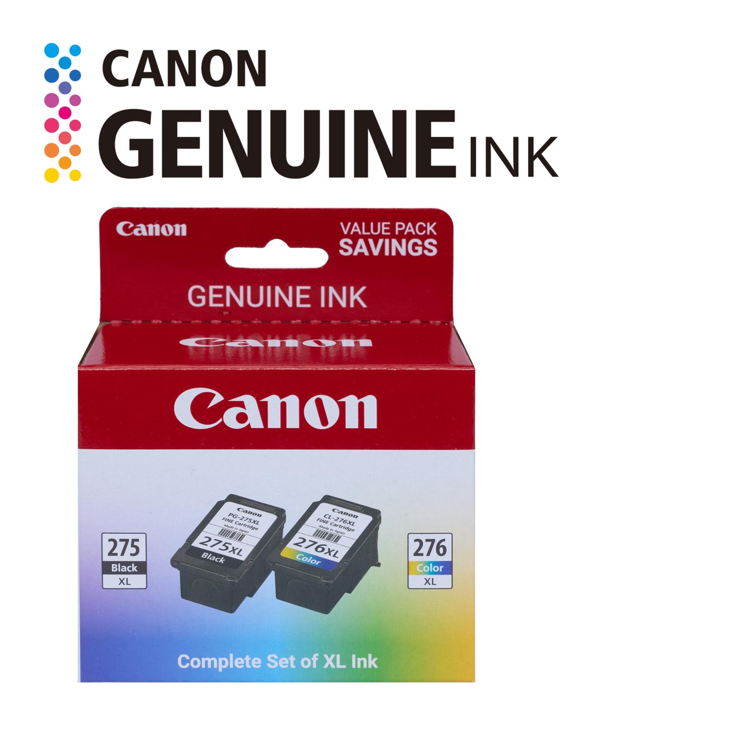 Canon PG-275 XL / CL-276 XL Genuine Ink Value Pack (2 Cartridges), Compatible with TS3520/3522/4722/3720/3722, TR4720
