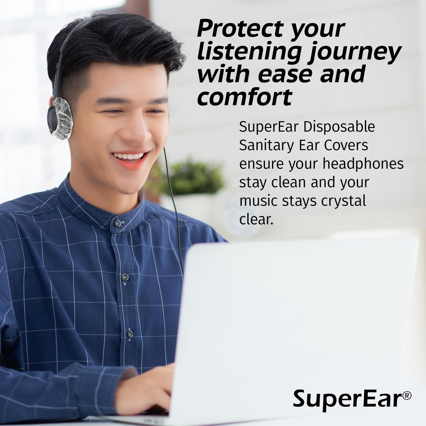Sonic Technology Disposable Sanitary Ear Covers for Headphones and Headsets: 50 Pair (2.5") Woven Paper Head Phone Ear Caps - Hygienic Headset & Head