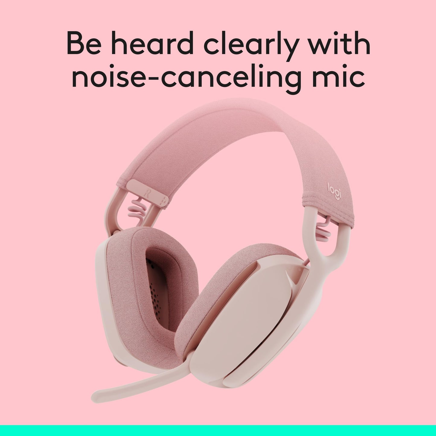 Logitech Zone Vibe 100 Lightweight Wireless Over Ear Headphones - Rose