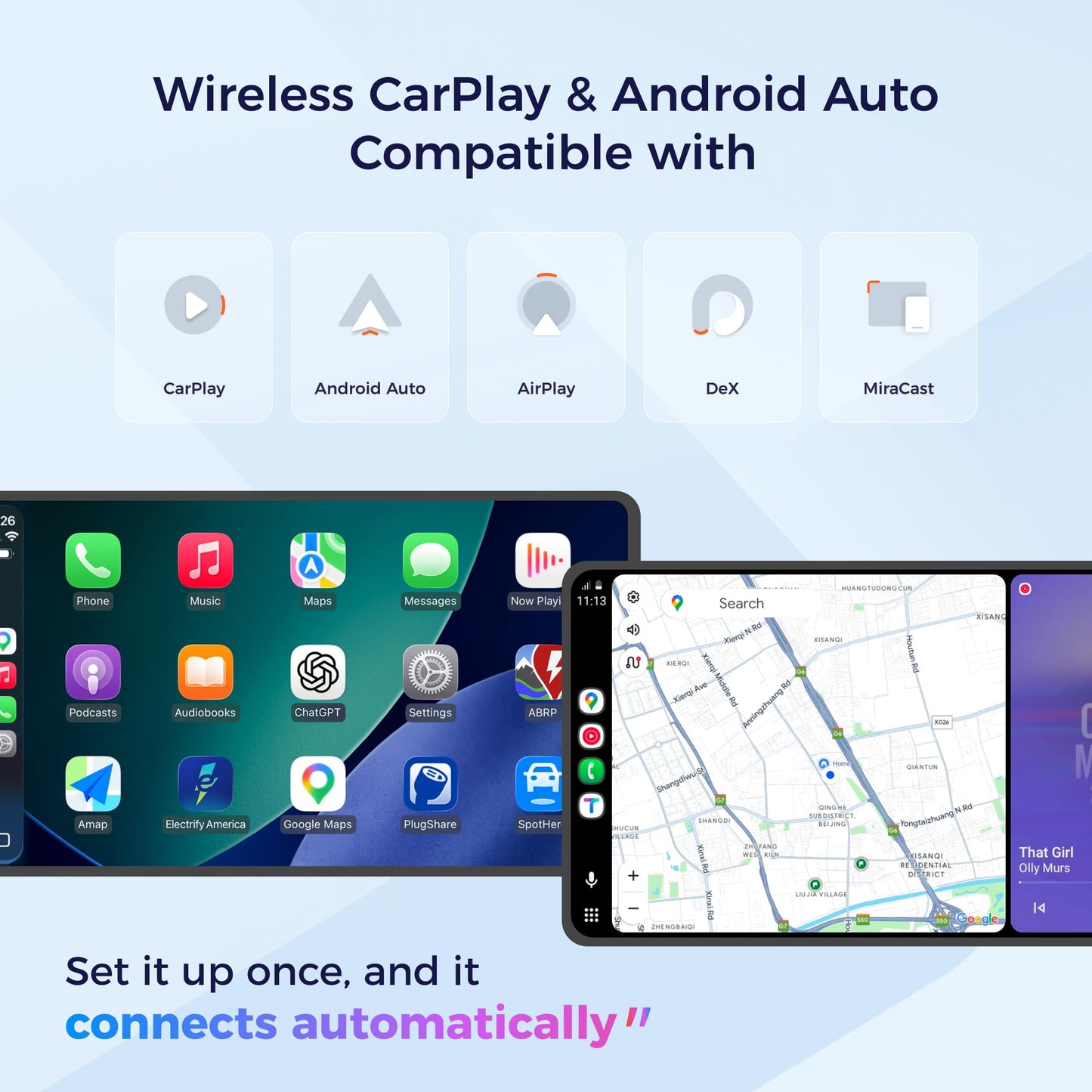 KALOS PAD Wireless Carplay Screen for Car, 9" Carplay & Android Auto Car Stereo, with 1080p Backup Camera, BOE LCD/Mirror Link/Gesture Control/POP