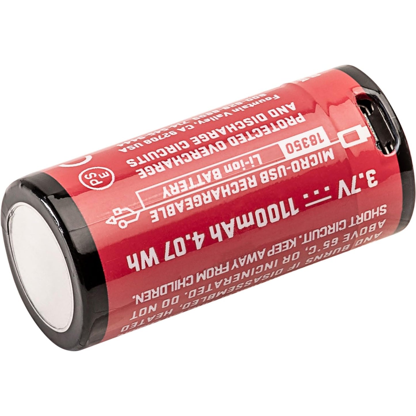 SureFire SF18350 Micro USB Lithium-Ion Rechargeable Battery