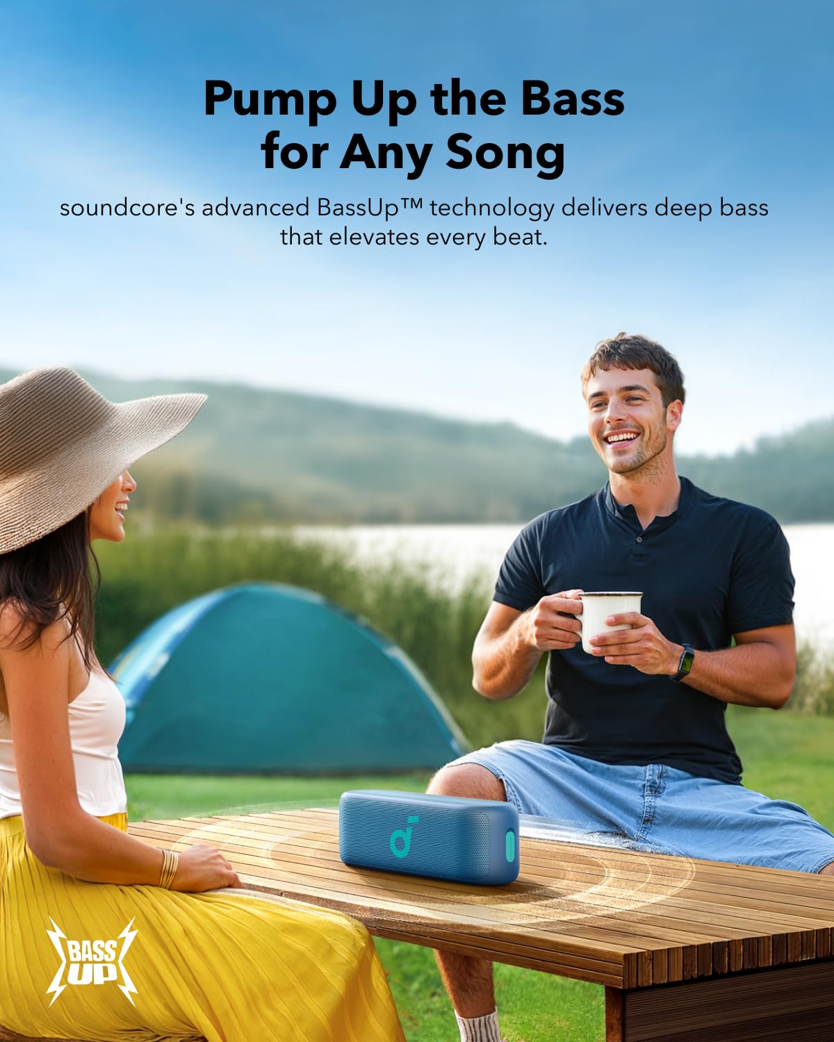 Soundcore Select 2S, Portable Bluetooth Speaker with 20W Stereo Sound, BassUp Technology, 16-Hour Playtime, Wireless Stereo Pairing, and IPX7