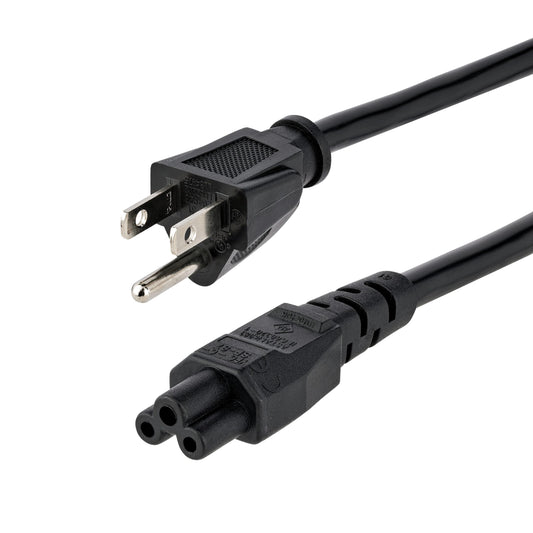 StarTech.com 6ft (1.8m) Laptop Power Cord NEMA 5-15P to C5 (Mickey Mouse) 10A 125V 18AWG Laptop Replacement Charger Cord Brick Cord - UL Listed