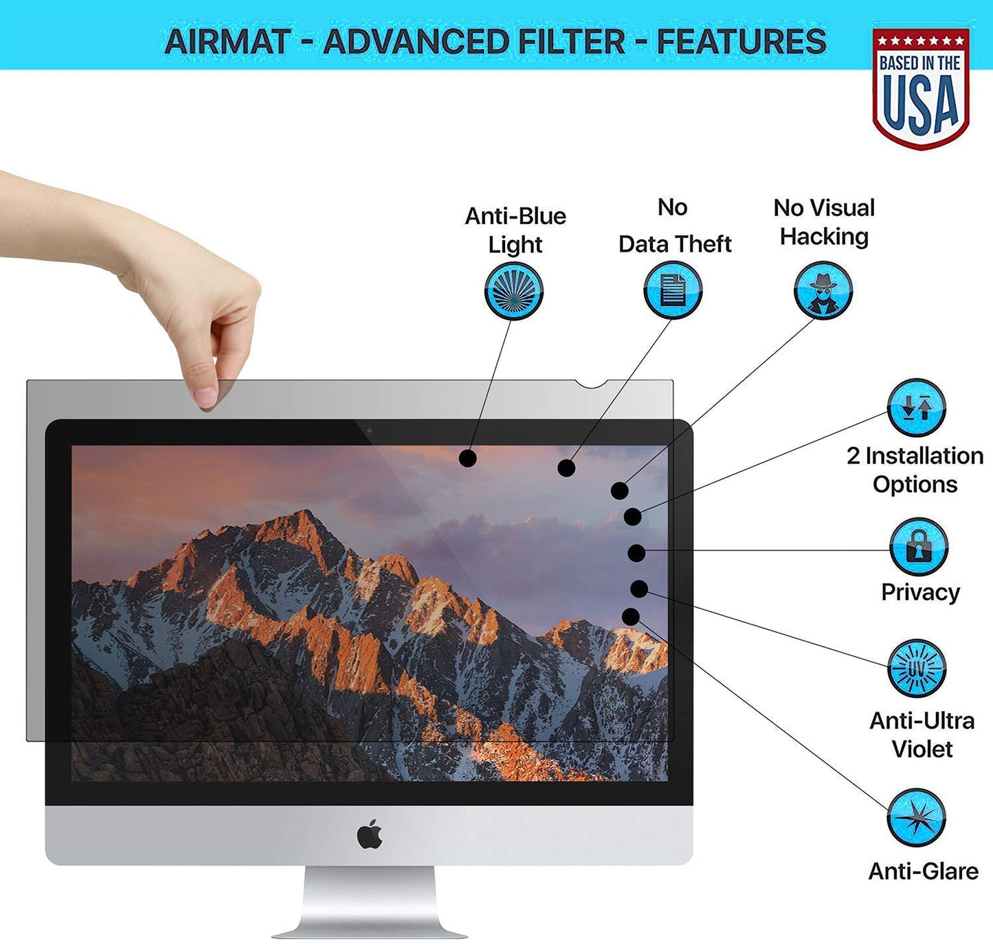 GeckoCare - MMMPF220W1B - Frameless Blackout Privacy Filter for 22 Widescreen Monitor