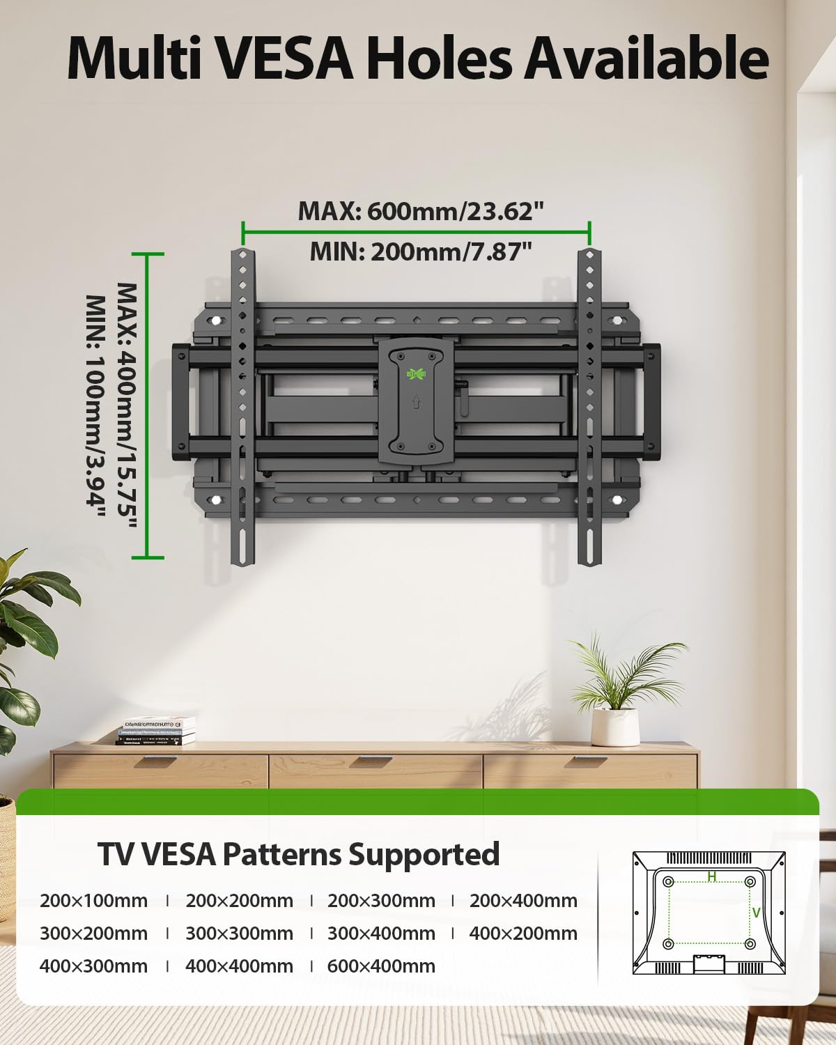 USX MOUNT Full Motion TV Wall Mount for Large TVs 42-97 Inch up to 150 lbs, Wall Mount TV Bracket with Swivel and Tilt, Fits 16",18", 24" Wood Studs