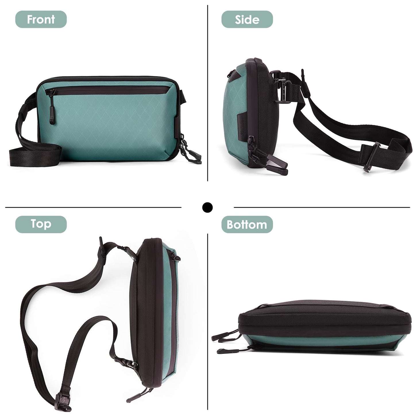 Electronics Organizer Tech Travel Pouch - Waterproof Diamond Quilted Nylon Cable Bag for Chargers, Cords & Accessories - Compact 900D Durable Case for