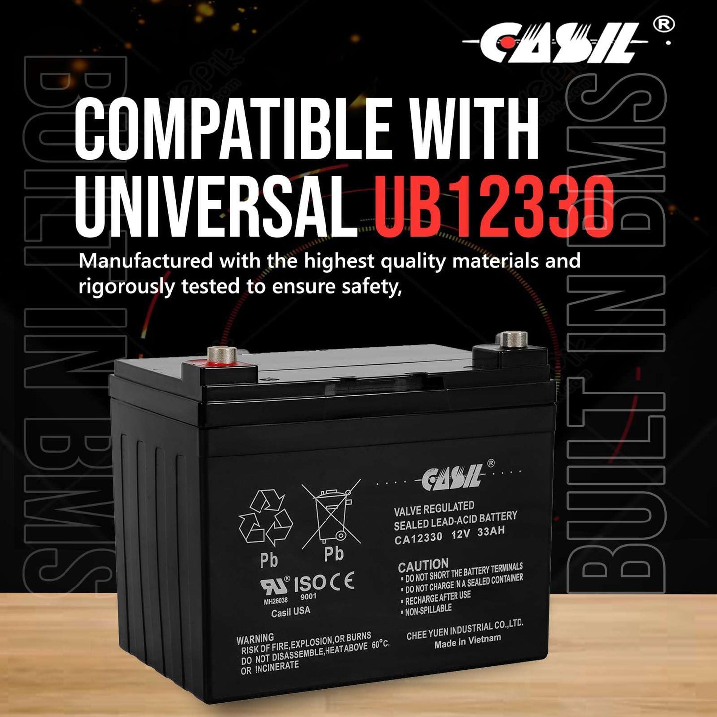 Casil 2 Pack 12v 33ah for 35ah Pride Maxima Revo Shuttle Pride Maxima SC940 Celebrity X BATLIQ1001 BATLIQ1017 AGM U1 Pride Mobility Flash Jazzy 1103…