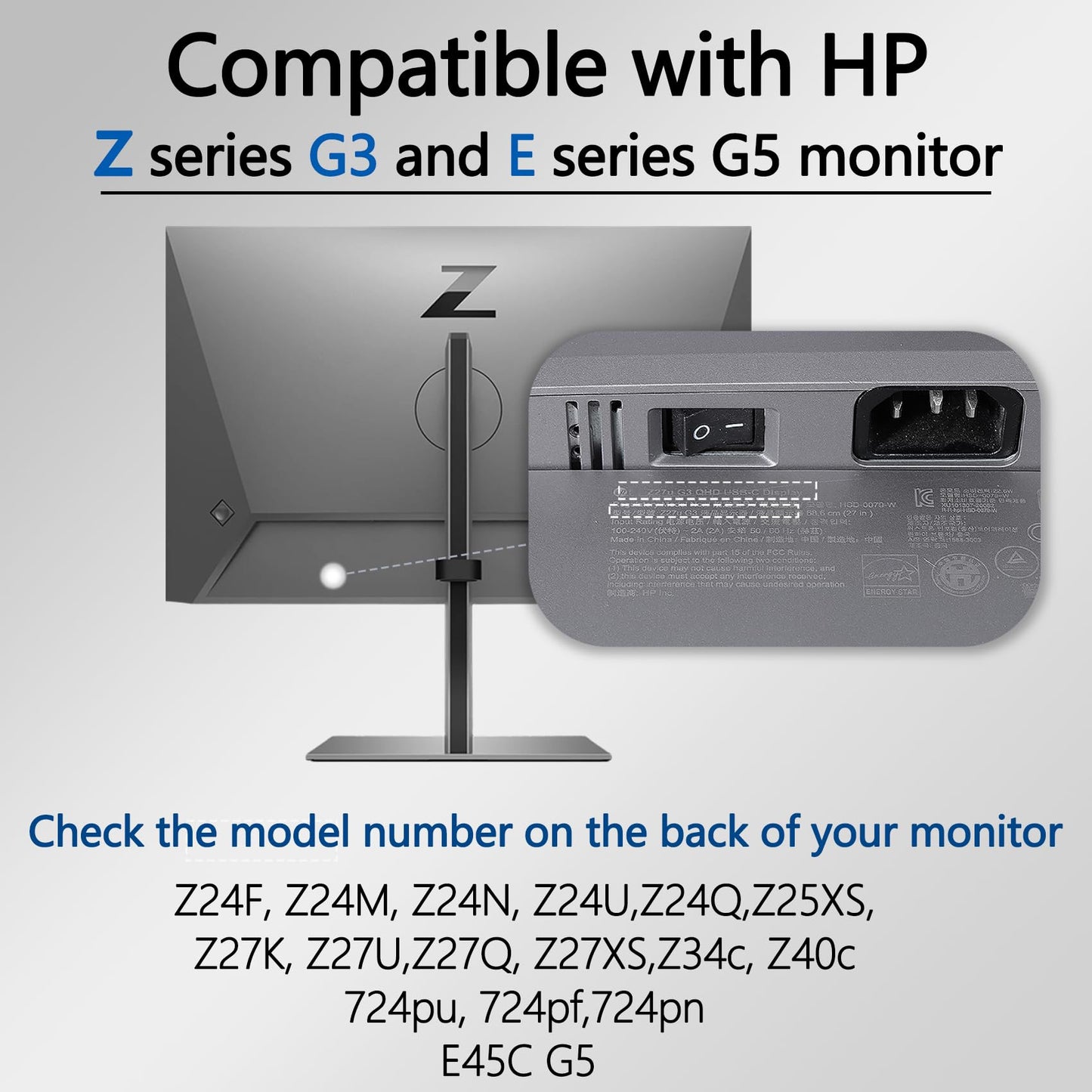 Z Series G3 Vesa Mount Adapter Compatible with HP Z Serie and E Serie G5 Monitor (Fits