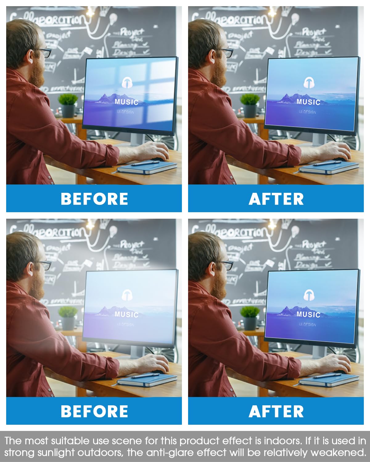 F FORITO 2-Pack 24 inch 16:9 Matte Anti Glare Computer Screen Cover, Anti Glare Eye Protection Film Compatible with All 24" Widescreen Monitors