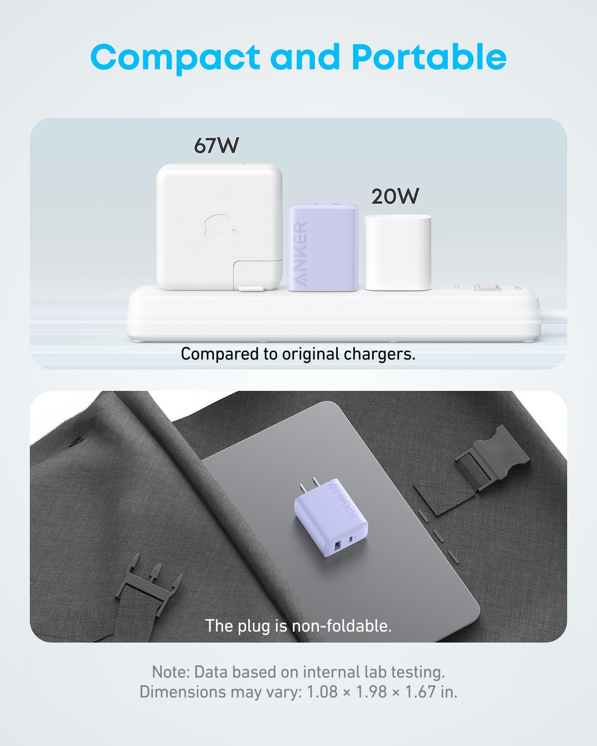 Anker iPhone Charger, 2-Pack 20W Fast USB C Charger Block, Type C Charger Fast Charging for iPhone 17/17 Pro Max/16 Series/iPad Pro and More (Purple