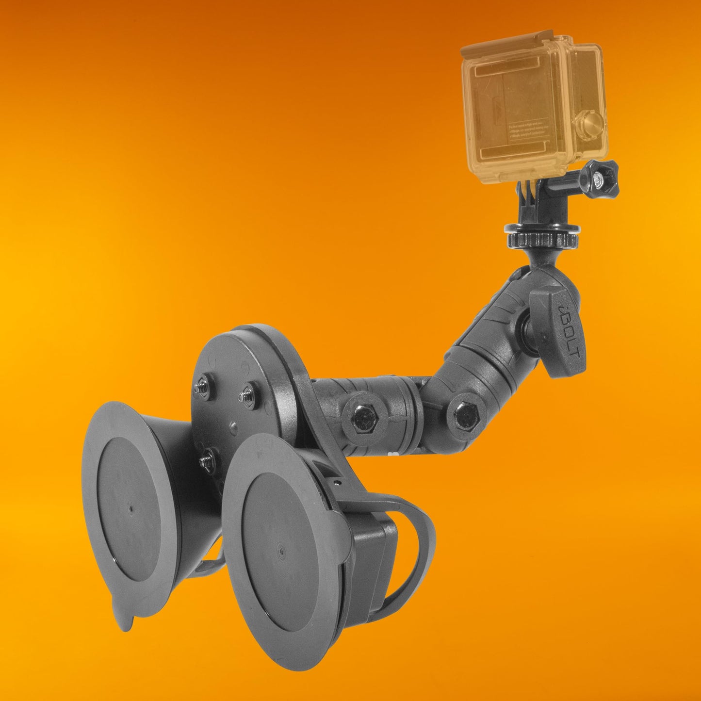 iBOLT Action Camera IncrediBOLT 360 Heavy Duty Dual/Double Suction Cup Mount for Action Cameras and 1/4 20 Accessories