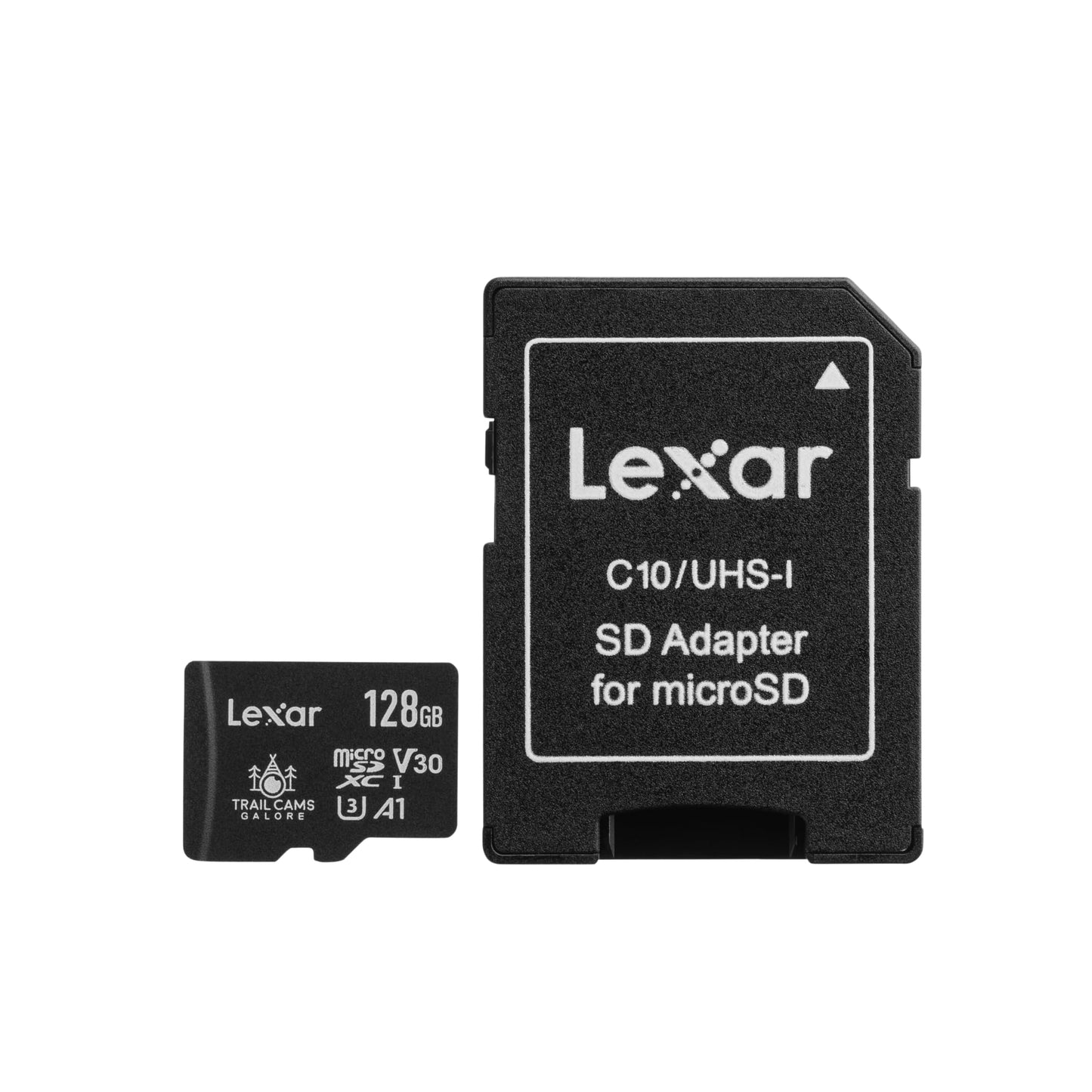 Trail Cams Galore Lexar 128GB Micro SD Card Micro SDXC UHS-I Flash Memory Card with Adapter, 100MB/s, C10, U3, A1, V30, Full HD, 4K UHD, High Speed TF