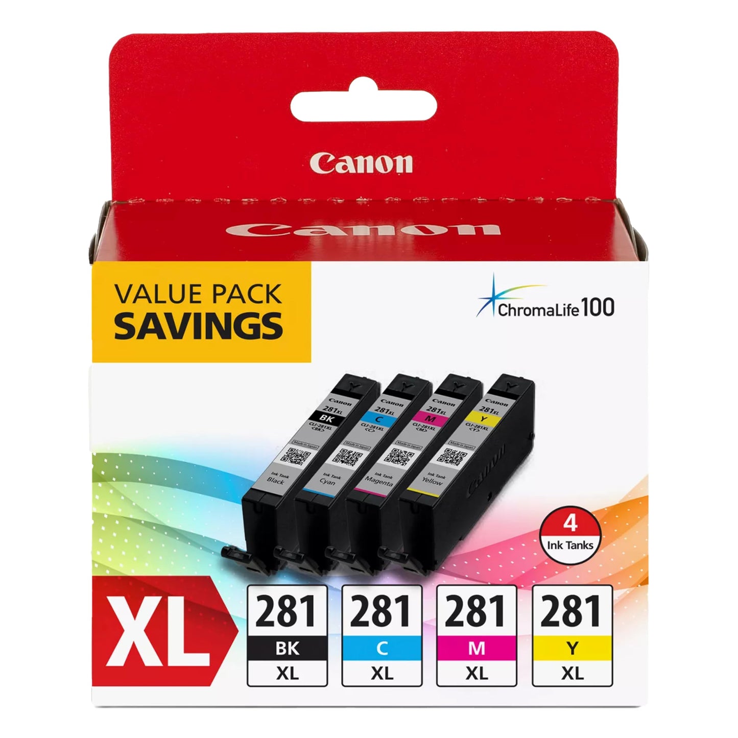 Canon CLI-281 XL Genuine BKCMY Four Color Value Pack, Compatible with TR8520, TS9120,TS8120, TS6120, TS9521C/a, TS9520/a, TS8220, TS6220, TS8320