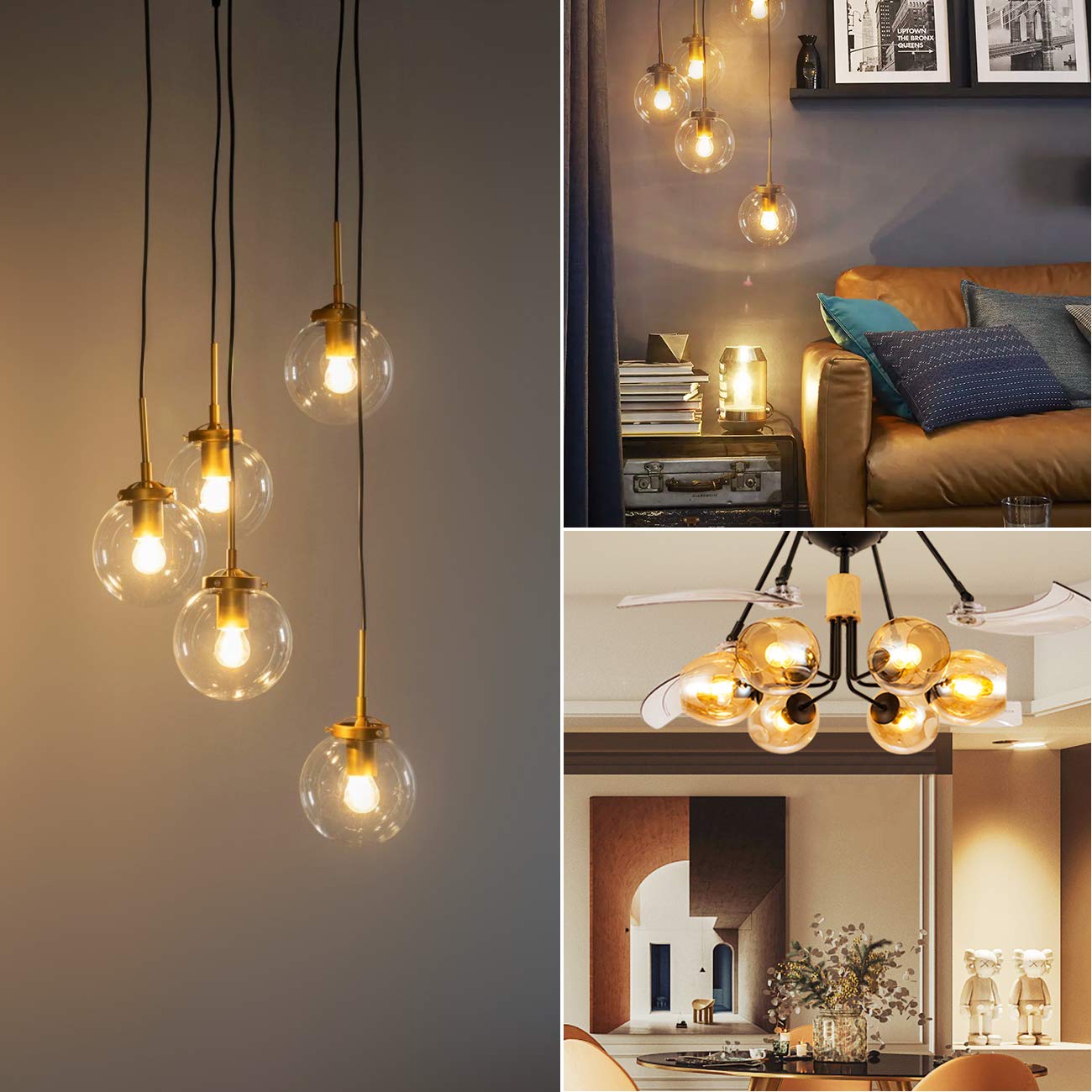 ANWIO E26 G14 LED Globe Round Light Bulb Dimmable, 4.5W Eqv 60W, 6 Pack