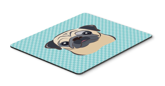 Caroline's Treasures BB1200MP Checkerboard Blue Fawn Pug Mouse Pad, Hot Pad or Trivet for Home Office Gaming Working Computers Laptop Mouse